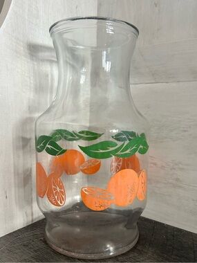 Vintage ANCHOR HOCKING Orange Citrus Glass Pitcher Carafe 🍊